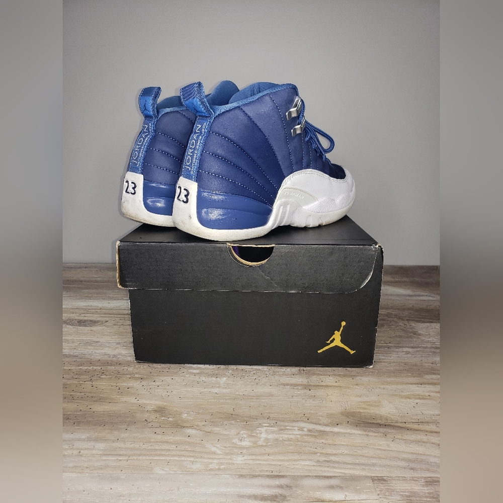 Jordan Retro 12 Kids Sneakers - Indigo and White - Picture 7 of 8